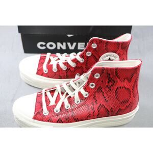 Converse CTAS Lift High Platform Snake Print Red Womens 8.5 Sneakers New